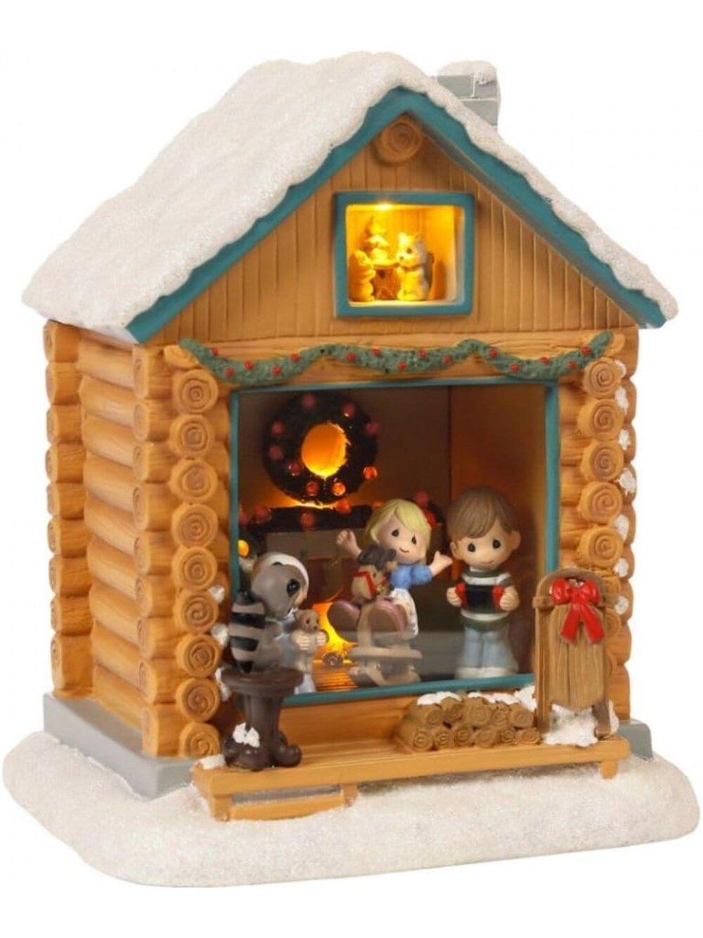 Home For The Holidays Precious Moments Resin/Glass LED Lighted Shadow Box 6.5" W